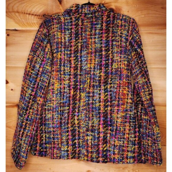 Chico's 1 Colorful Tweed Woven Blazer Jacket Button-Front - Picture 14 of 14